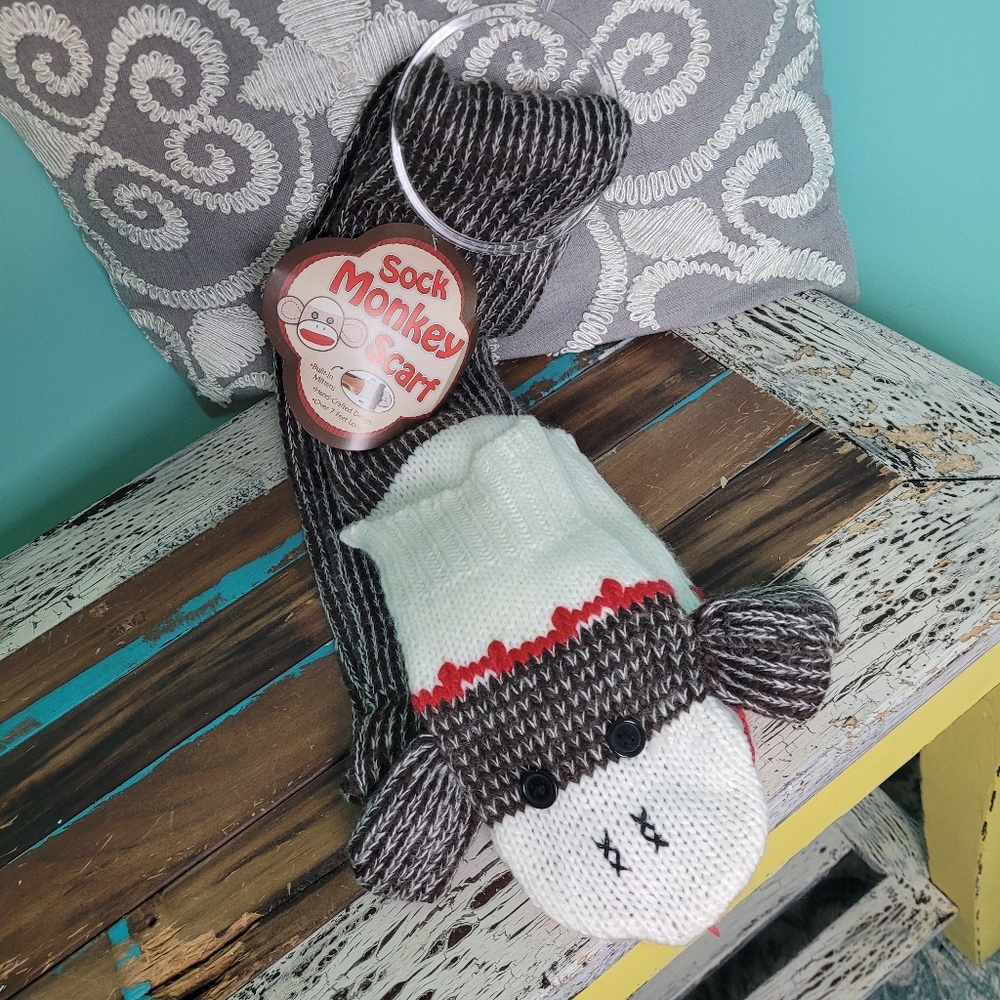 Sock Monkey Scarf with built in Mittens